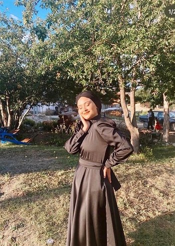 Uzun Siyah Etnik Desenli Kadın Elbise - Görsel 2