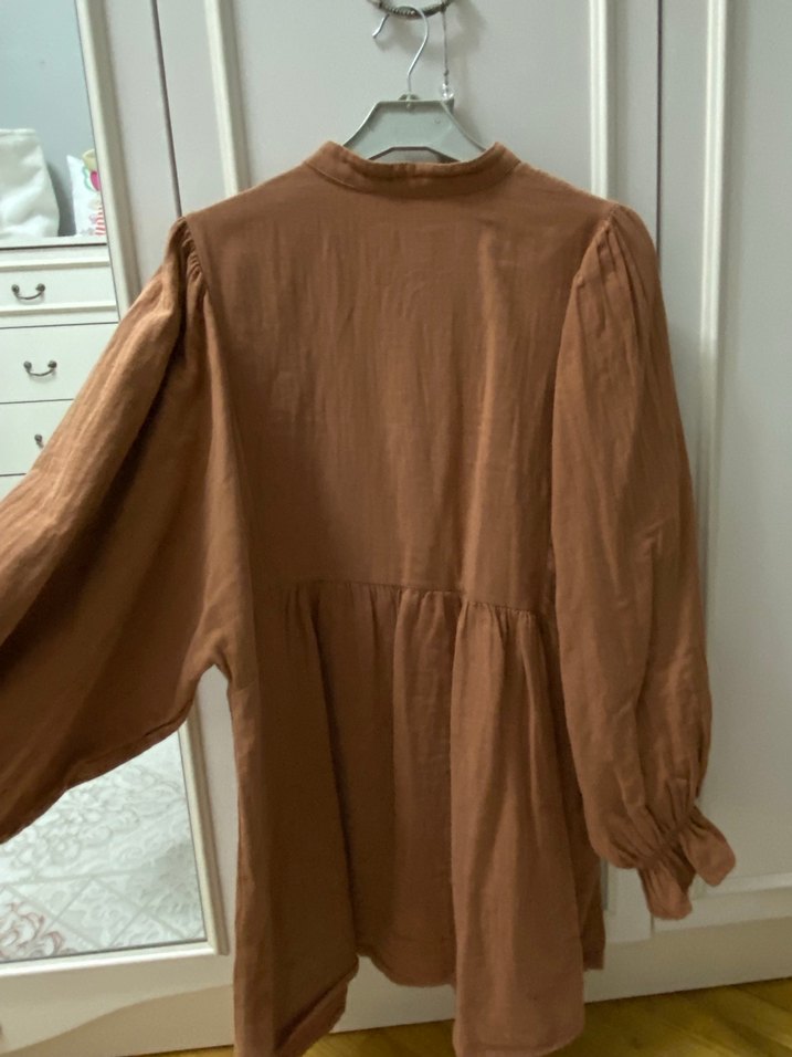 Bej Kadın Keten Bohem Tunik - Görsel 3