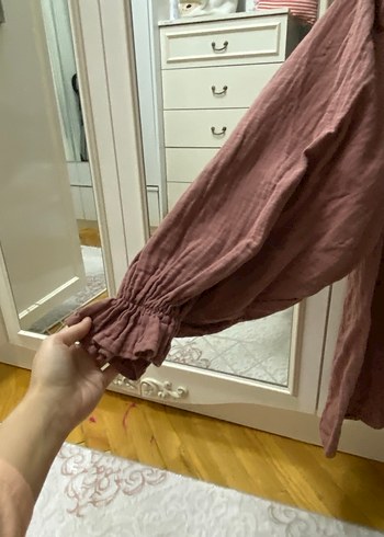 Düğmeli, Uzun Kollu Bohem Hamile Bluzu - Görsel 5