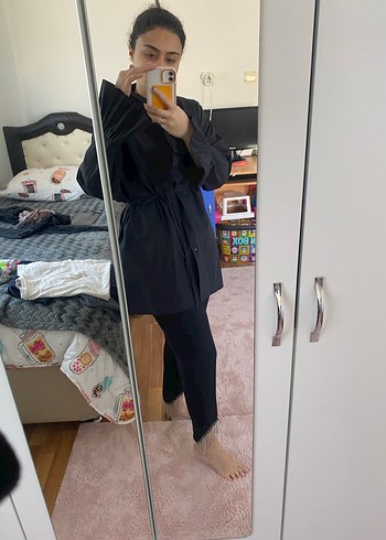 Siyah Midi Kadın gömlek - Görsel 2