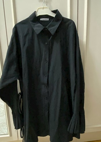 Siyah Midi Kadın gömlek - Görsel 4