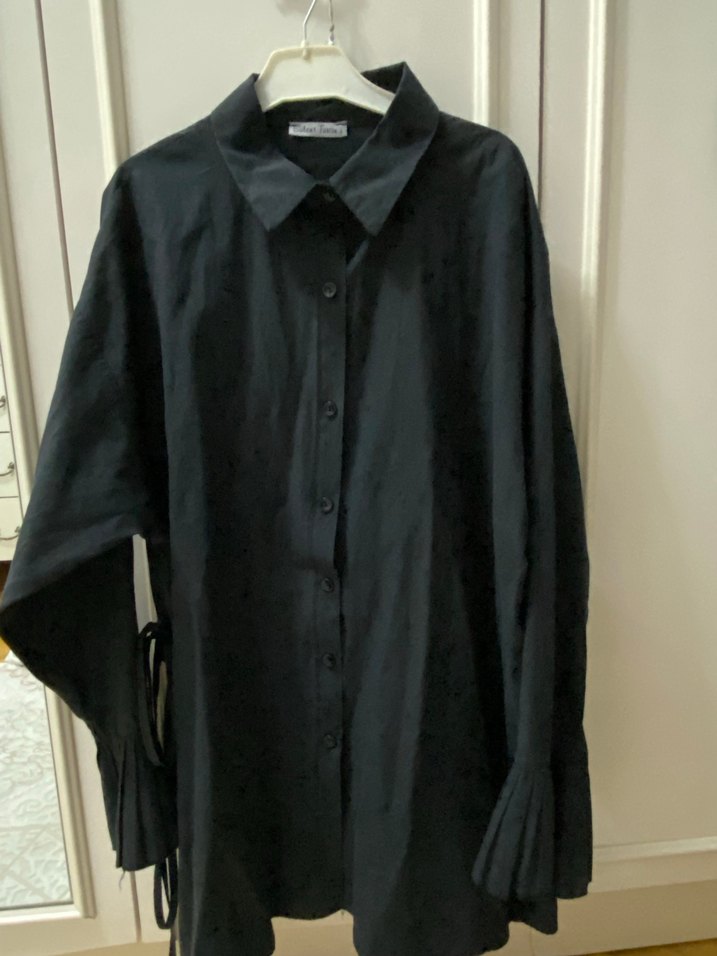 Siyah Midi Kadın gömlek - Görsel 4