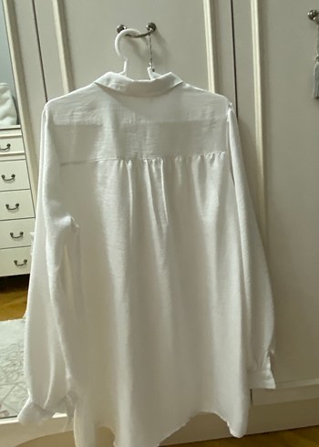 Nakışlı Beyaz Keten Kadın Gömlek - Görsel 3