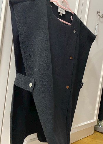 Düğmeli Siyah Midi Kadın Yelek - Görsel 4