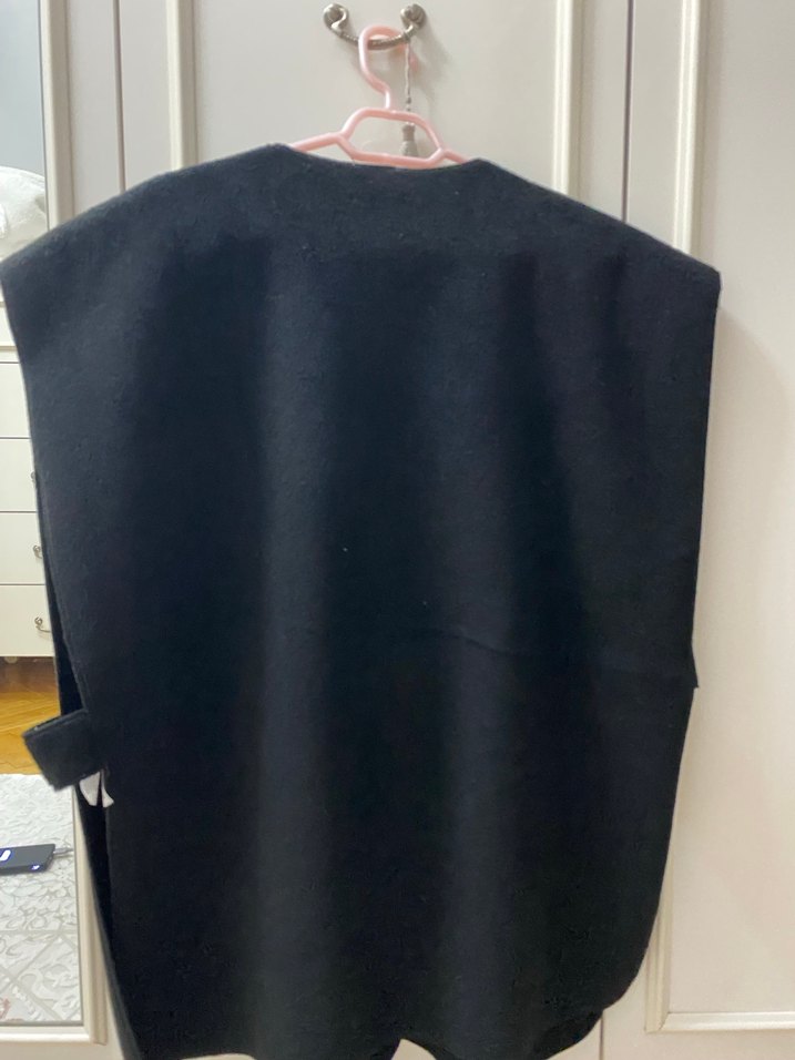 Düğmeli Siyah Midi Kadın Yelek - Görsel 5