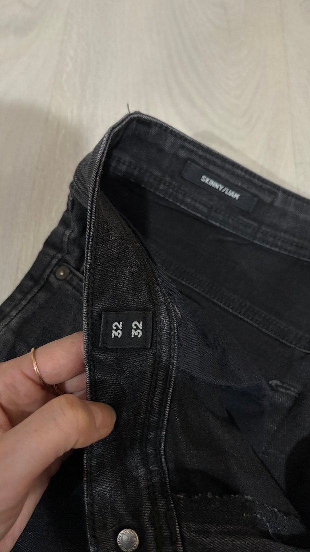 Düğmeli Siyah Erkek Kot Pantolon - Görsel 2