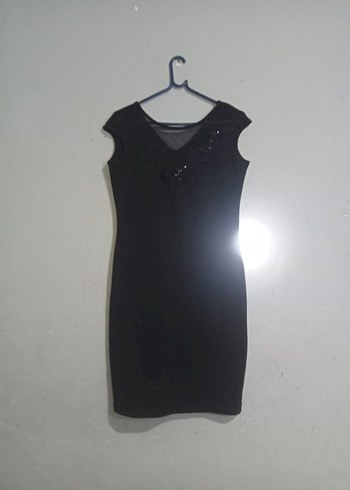 Siyah Drapeli Midi V Yakalı Kadın Elbise - Görsel 4