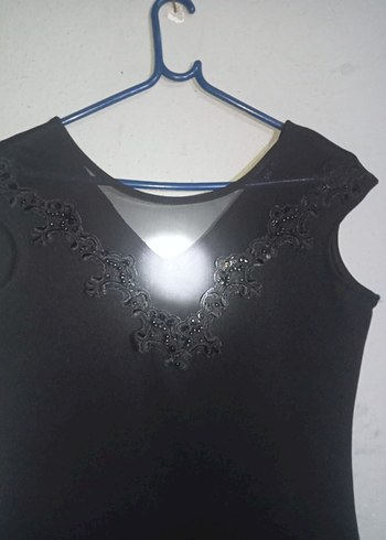 Siyah Drapeli Midi V Yakalı Kadın Elbise - Görsel 2