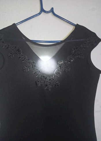 Siyah Drapeli Midi V Yakalı Kadın Elbise - Görsel 3