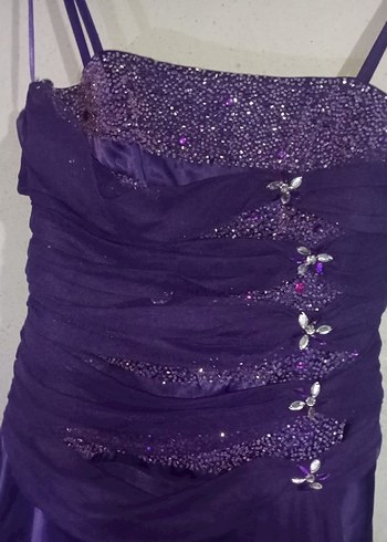 Mor Drapeli Uzun Abiye Elbise - Görsel 2