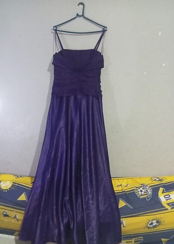 Mor Drapeli Uzun Abiye Elbise - Görsel 4