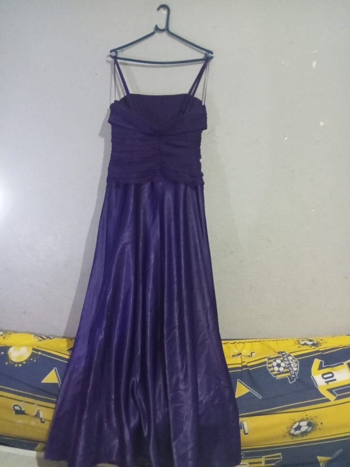 Mor Drapeli Uzun Abiye Elbise - Görsel 4