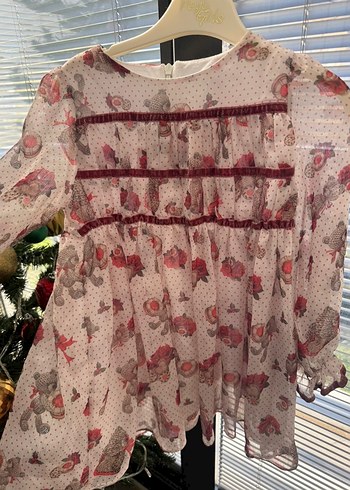 Çiçekli Kız Çocuk Uzun Kollu Elbise - Görsel 2