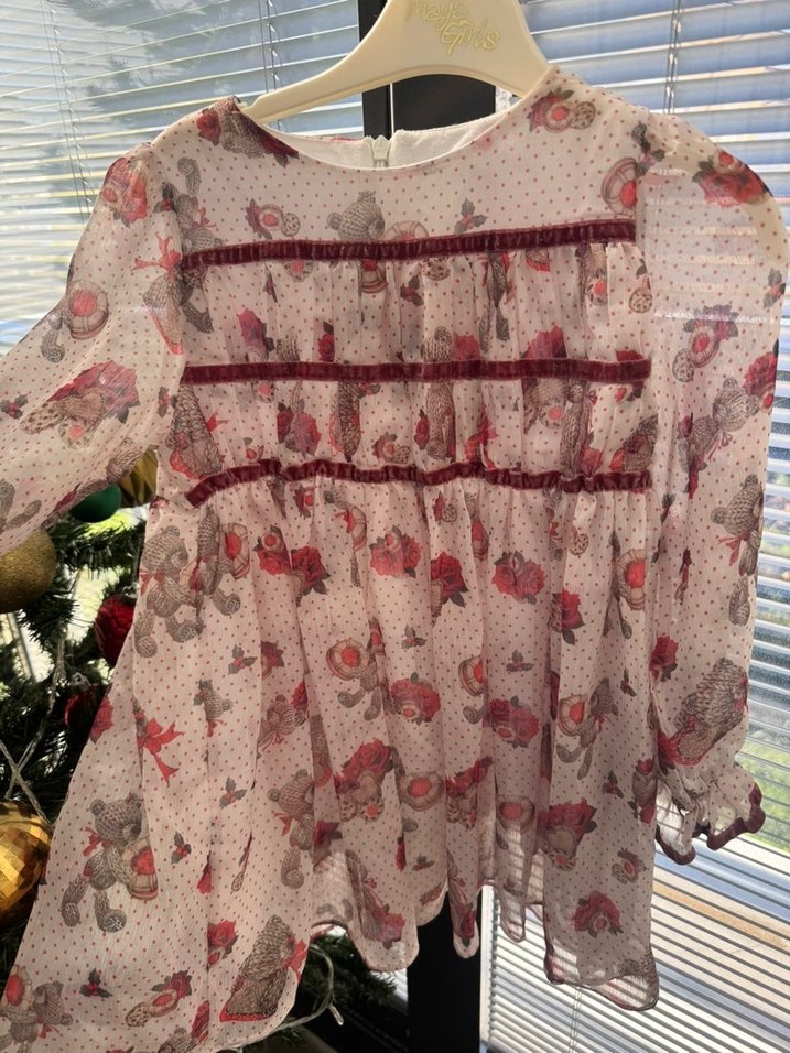 Çiçekli Kız Çocuk Uzun Kollu Elbise - Görsel 2