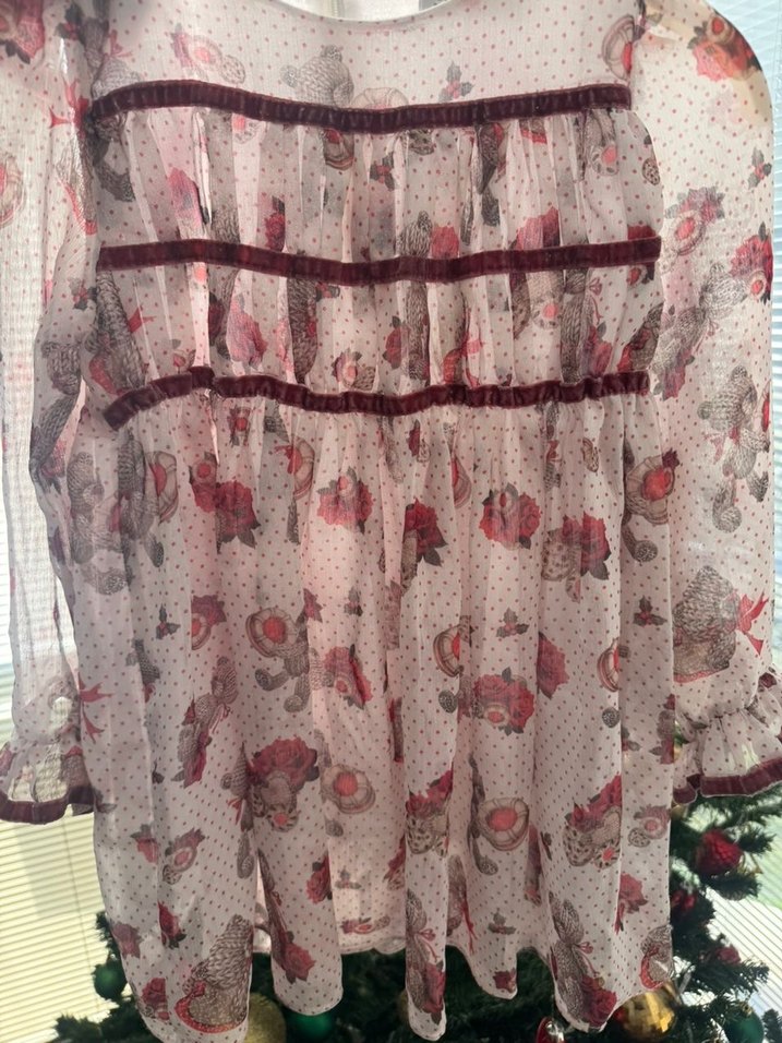 Çiçekli Kız Çocuk Uzun Kollu Elbise - Görsel 4