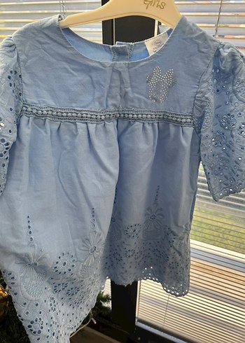 Nakışlı Bohem Kız Elbisesi Gri Mavi,100% pamuk - Görsel 3