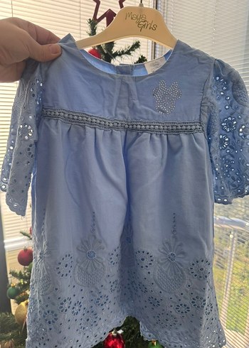 Nakışlı Bohem Kız Elbisesi Gri Mavi,100% pamuk - Görsel 6