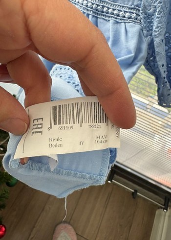 Nakışlı Bohem Kız Elbisesi Gri Mavi,100% pamuk - Görsel 7