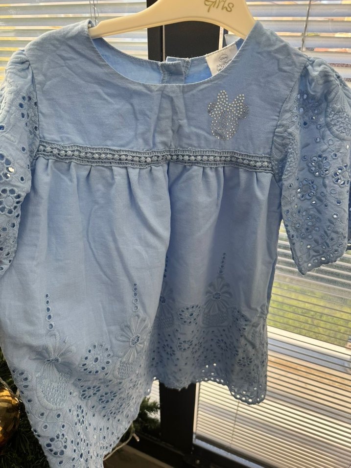 Nakışlı Bohem Kız Elbisesi Gri Mavi,100% pamuk - Görsel 3