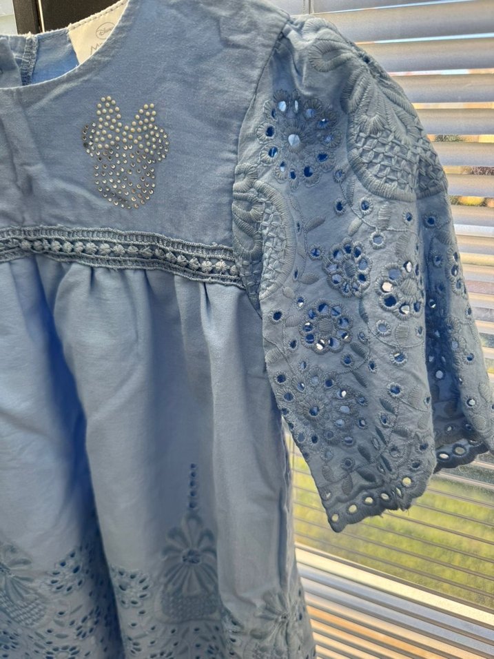 Nakışlı Bohem Kız Elbisesi Gri Mavi,100% pamuk - Görsel 4