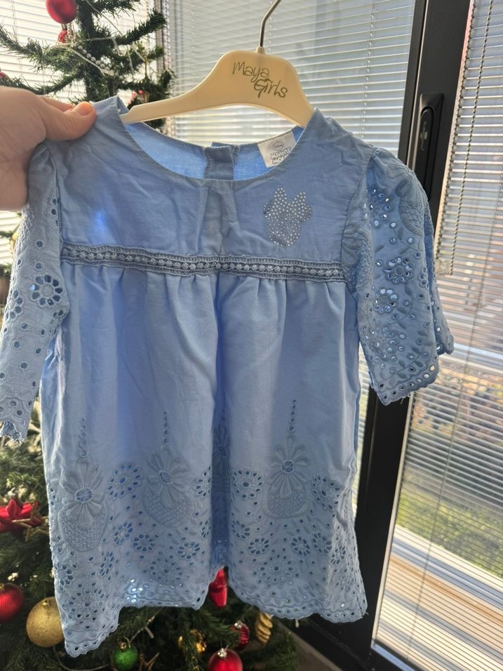 Nakışlı Bohem Kız Elbisesi Gri Mavi,100% pamuk - Görsel 2