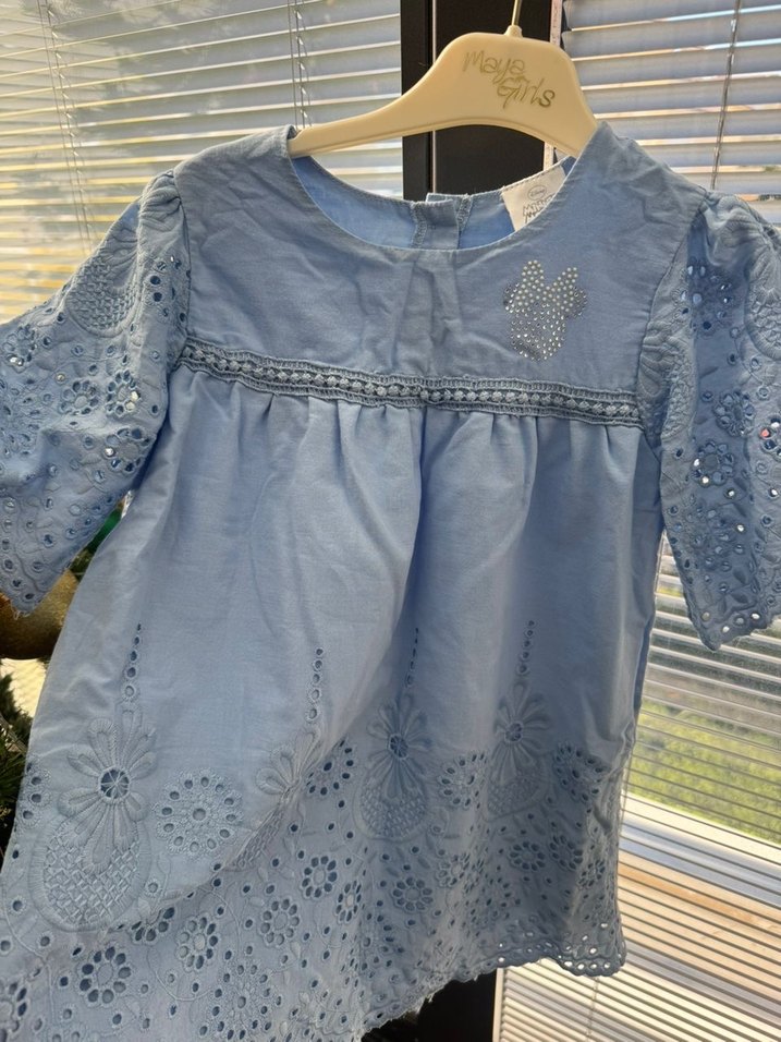 Nakışlı Bohem Kız Elbisesi Gri Mavi,100% pamuk - Görsel 5