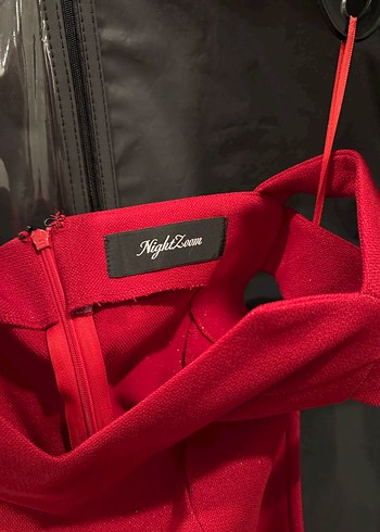 Kırmızı Drapeli Midi Abiye Elbise,ADL firması - Görsel 2