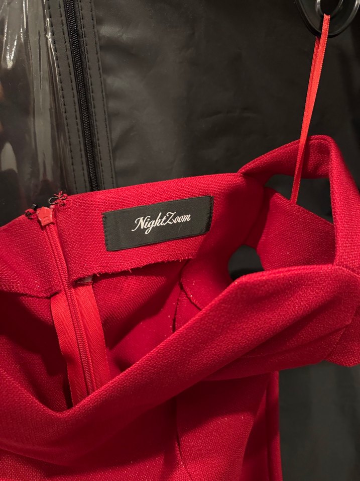 Kırmızı Drapeli Midi Abiye Elbise,ADL firması - Görsel 2