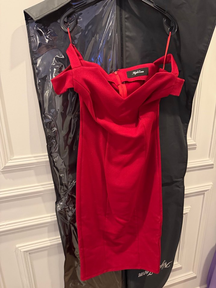 Kırmızı Drapeli Midi Abiye Elbise,ADL firması - Görsel 4