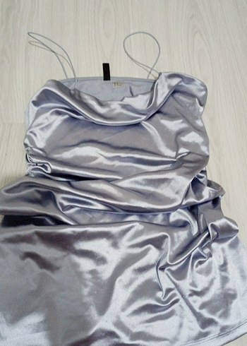 Gri İnce Askılı Midi Kadın Elbise - Görsel 3