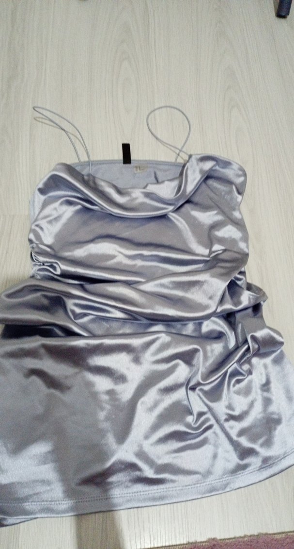 Gri İnce Askılı Midi Kadın Elbise - Görsel 3