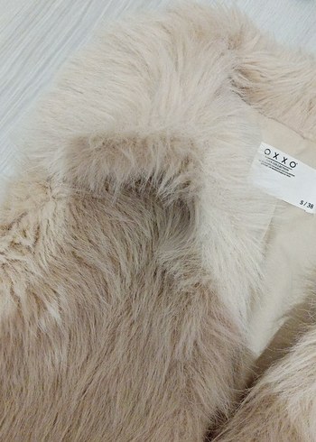 Bej Kadın Kürk Detaylı Midi Mont - Görsel 5