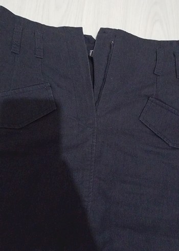 Kadın Siyah Denim Kemerli Midi Etek - Görsel 3