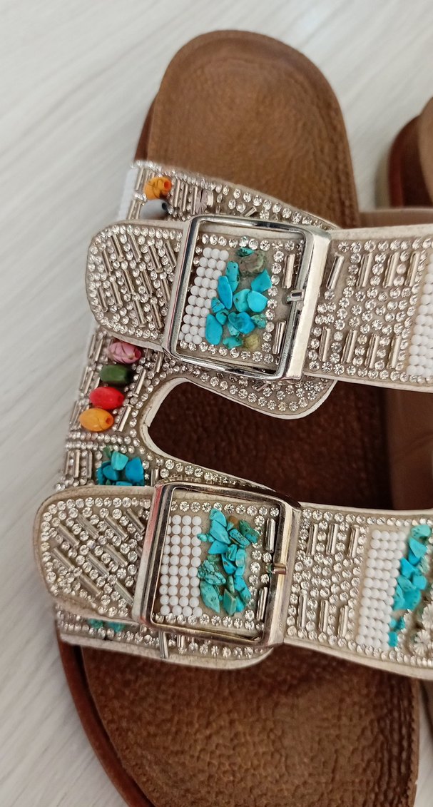 Boncuk İşlemeli Renkli Bohem Kadın Terlik - Görsel 2