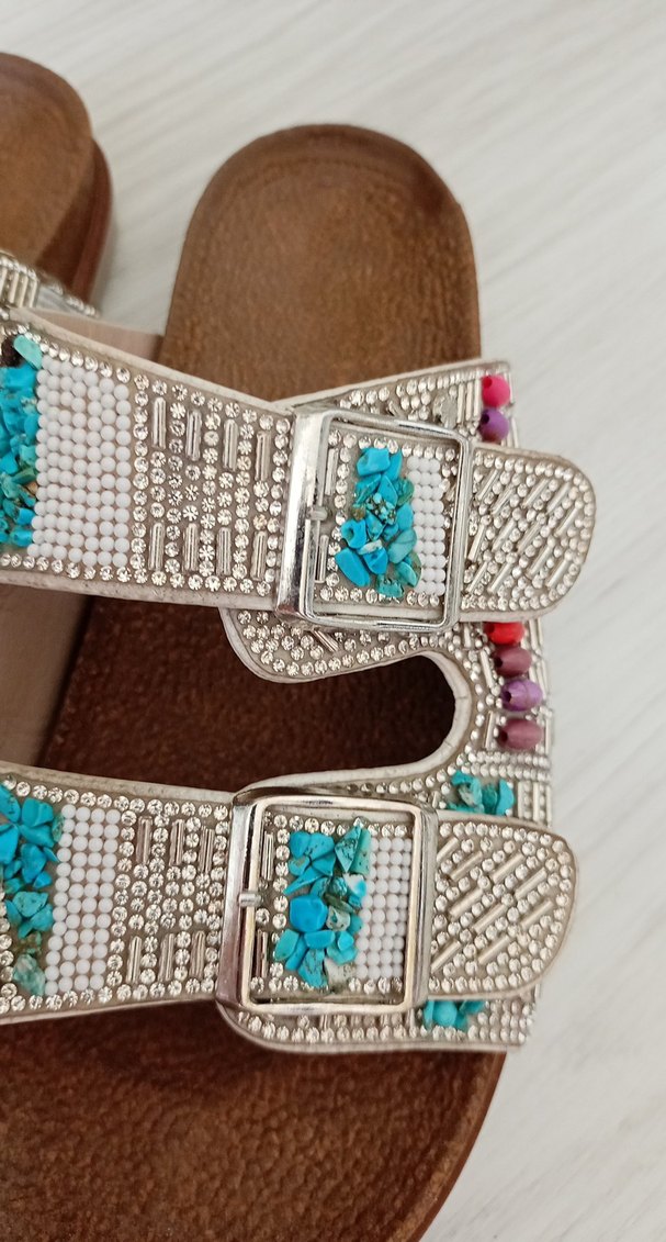 Boncuk İşlemeli Renkli Bohem Kadın Terlik - Görsel 3