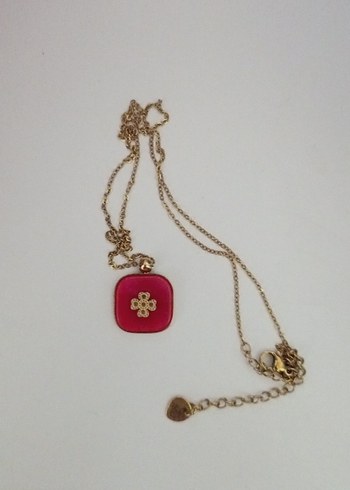 Nakış Detaylı Kırmızı Midi Kolye - Görsel 2