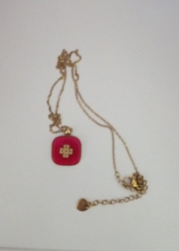 Nakış Detaylı Kırmızı Midi Kolye - Görsel 4