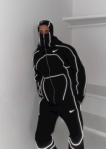 Siyah Yüksek Yakalı Erkek  Eşofman Takımı - Görsel 2