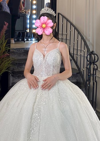 Modern Klasik ince askılı Prenses Gelinlik - Görsel 2