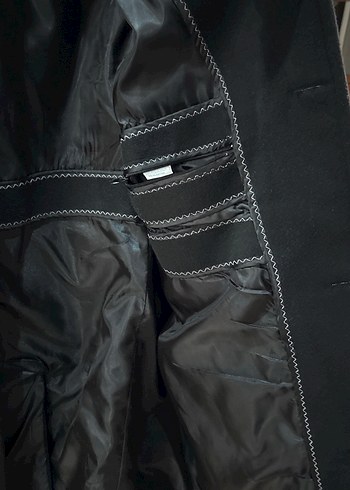 Düğmeli Siyah Erkek Midi Kaban - Görsel 3