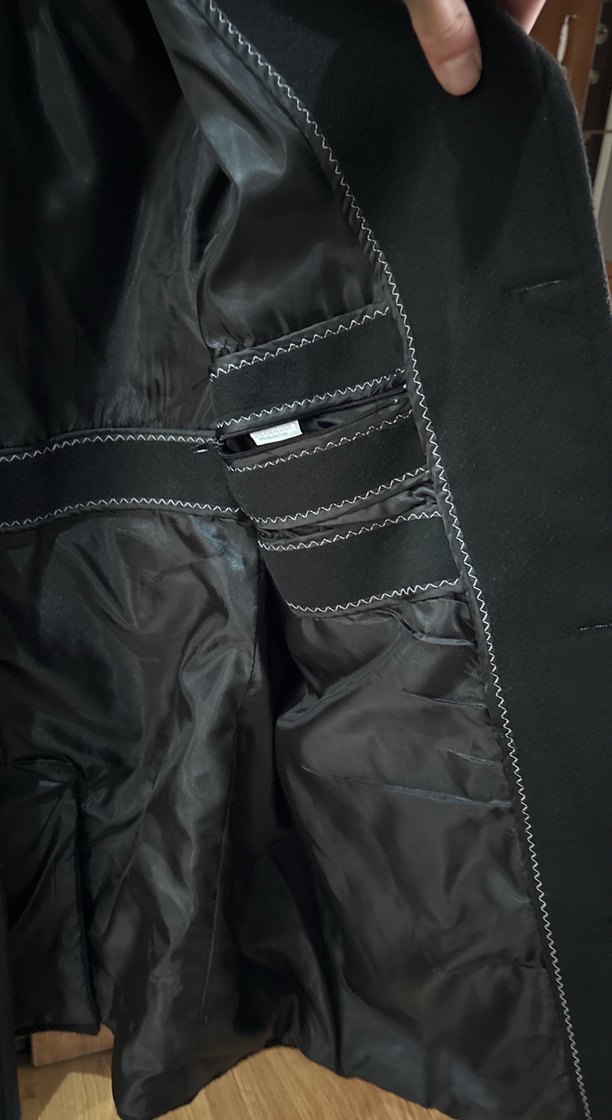 Düğmeli Siyah Erkek Midi Kaban - Görsel 3