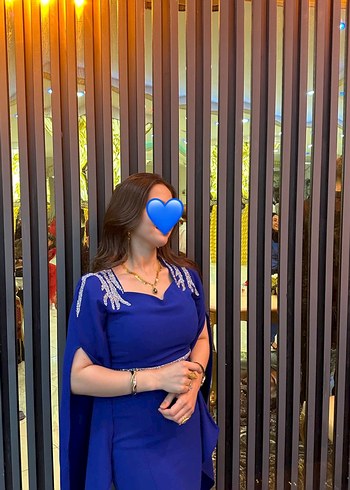 V Yaka Drapeli Uzun Kadın Abiye Elbise - Görsel 2