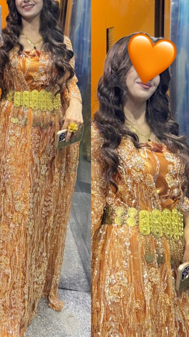 Turuncu Desenli Uzun Bohem Kadın Elbise - Görsel 2