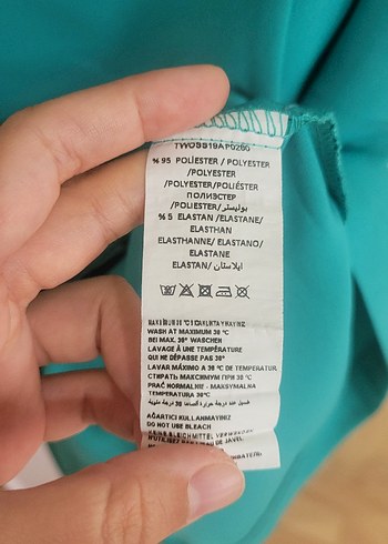 Düğmeli Turkuaz Kadın Elbise - Görsel 3