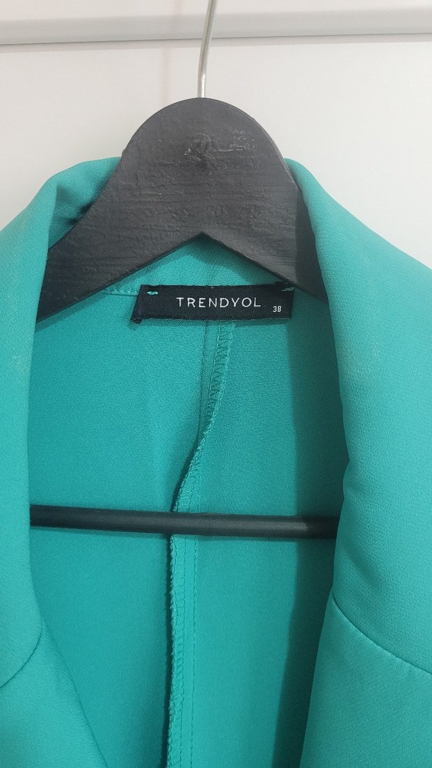 Düğmeli Turkuaz Kadın Elbise - Görsel 2