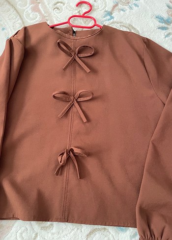 Kahverengi Uzun Kollu Salaş Kadın alt üst takım - Görsel 4