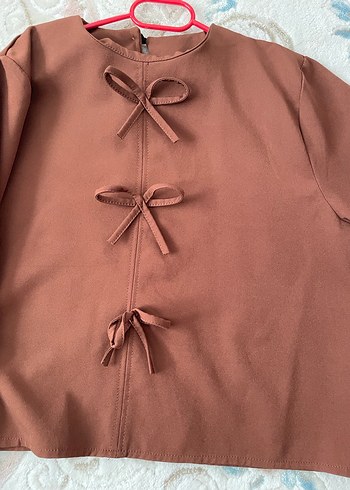 Kahverengi Uzun Kollu Salaş Kadın alt üst takım - Görsel 3