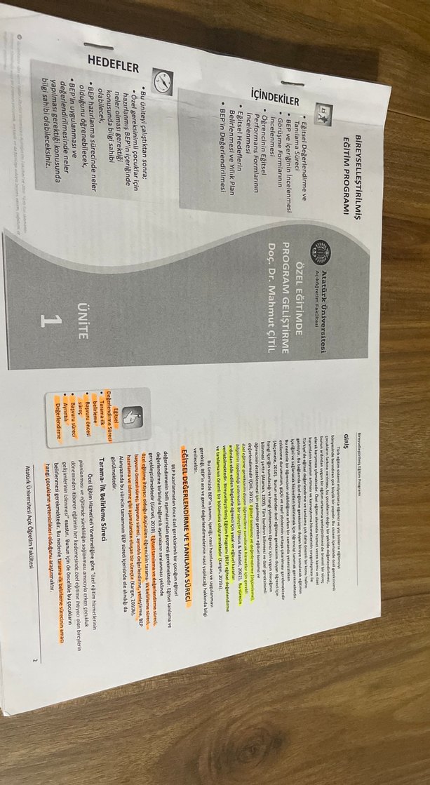 Ata aöf Özel Eğitimde Program Hazırlama Kitabı - Görsel 2