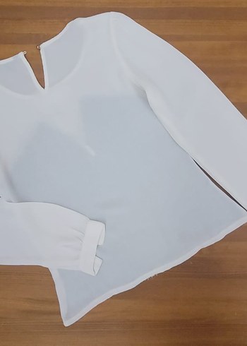 Uzun Kollu Beyaz Kadın Bluz Ekru rengi - Görsel 2