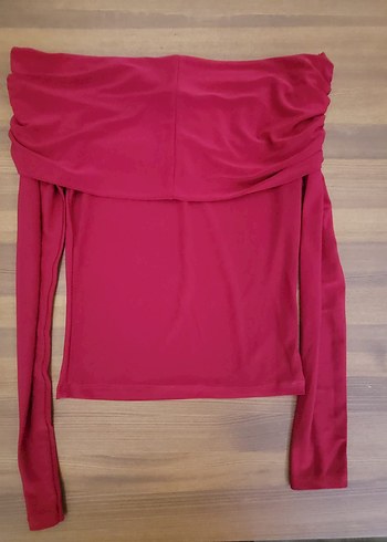 Bordo Drapeli Uzun Kollu Kadın Bluz - Görsel 3